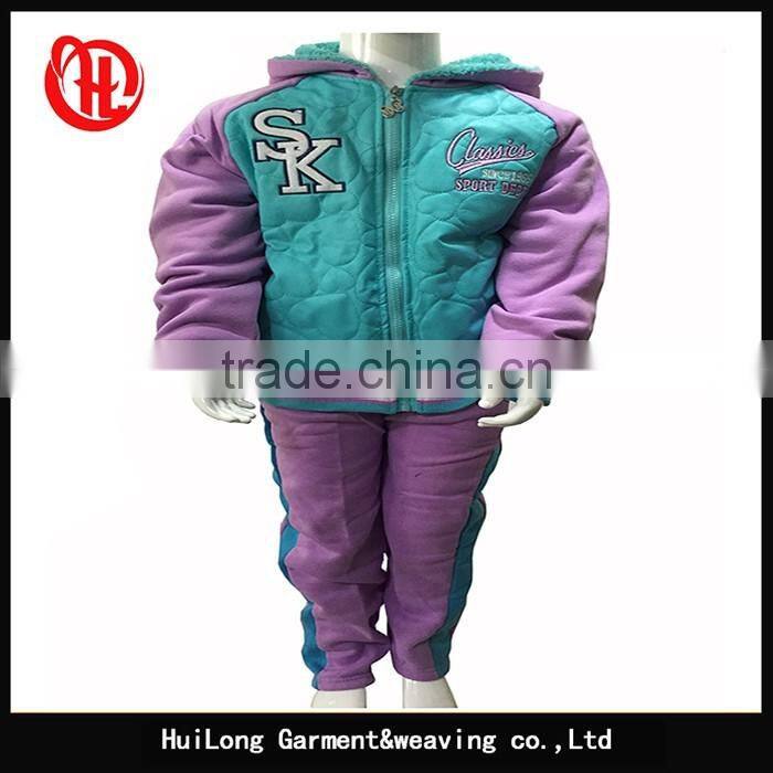 OEM garment Pu fleece hood apparel girls sets clothing
