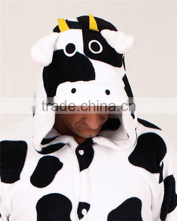 best design animal winter adult cow unisex fleece couples pajamas