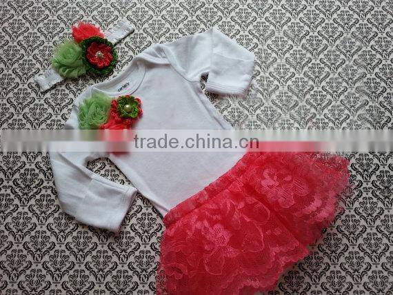 WHOLESALE SUMMER 100%COTTON SHORT SLEEVED BABY ROMPER,MESH TUTU SKIRT AND HEADBAND THREE-PIECE SET FOR BABY GIRLS