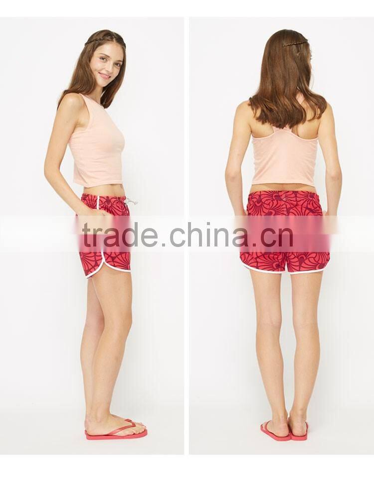 Digital Printed Ladies Hign Quality Sports Shorts Ready Made Women Swim Wear