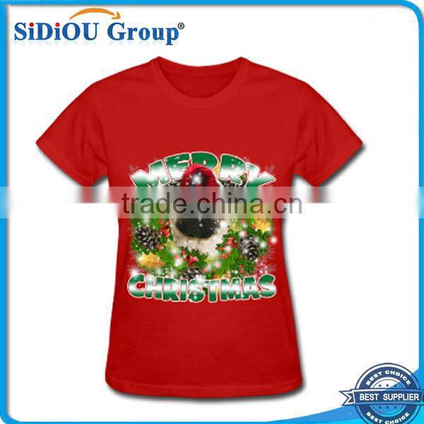 Round neck 100 cotton christmas t-shirts manufacturers