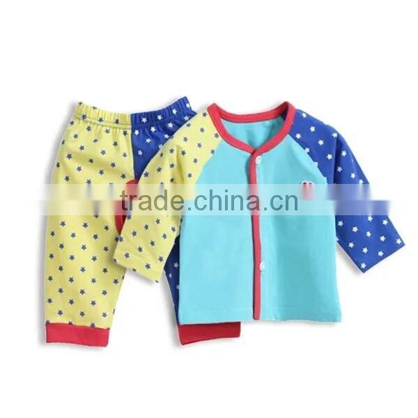 Spring Autumn Polka Dots Red Sky Blue Kids Pajamas Girl Nightwear