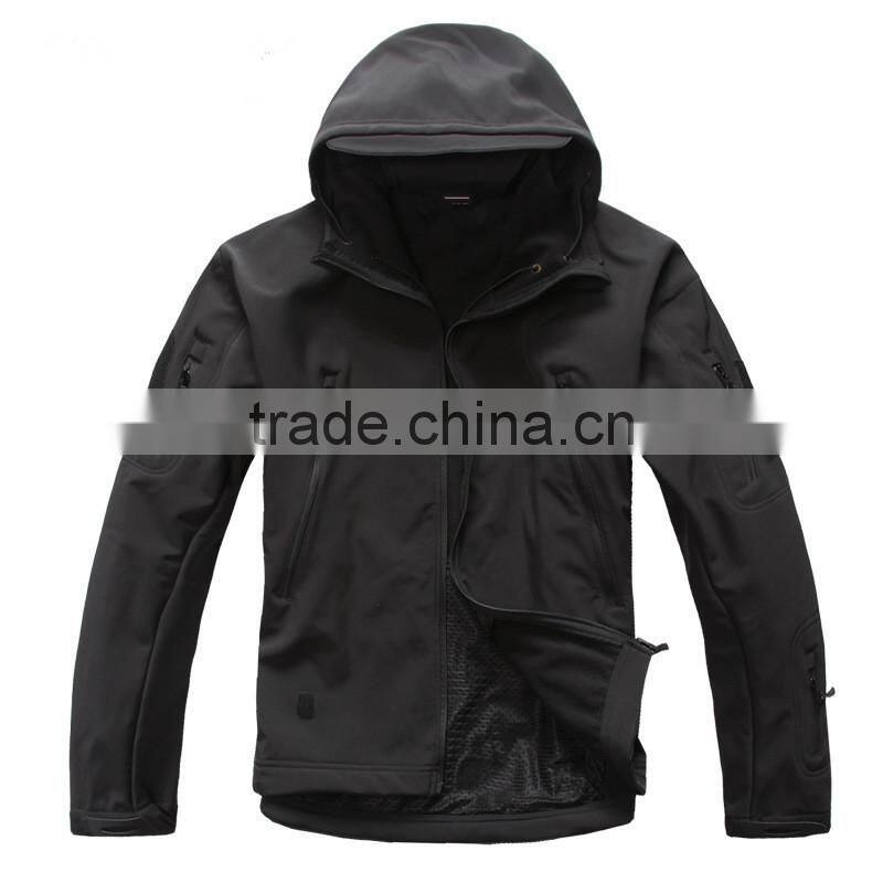 2017 Reflective Casual Thick Black Softshell Jackets with Hood