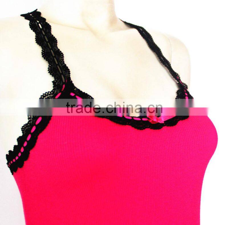 seamless women lace racer back tank top