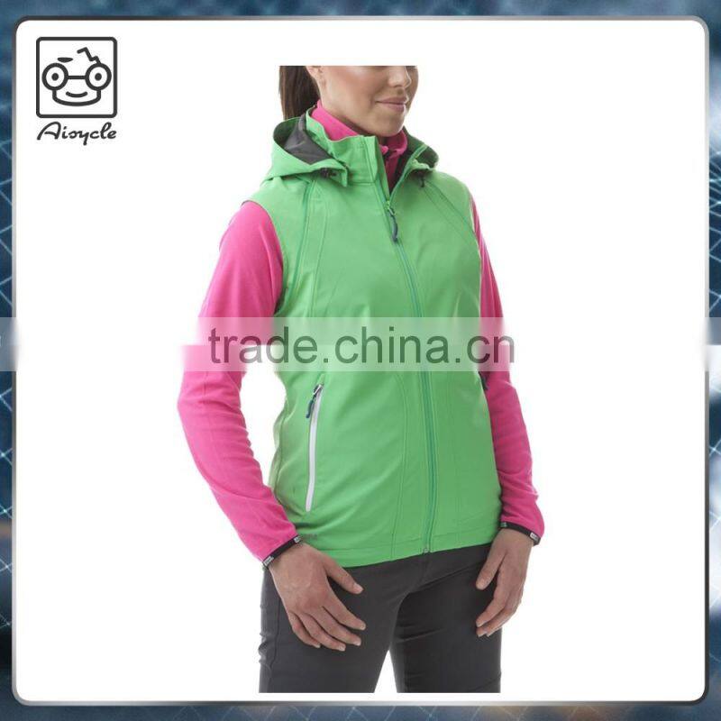Fashionable womens winter vest with hood waterproof sleeveless jacket