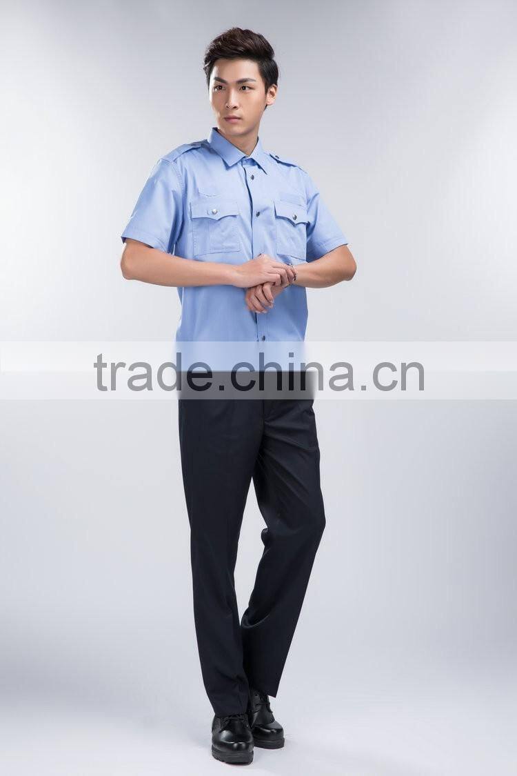 Juqian 2016 Cheap Short Sleeve blue cotton/polyester Security Shirt Uniform,Customize Security Guard Uniform Shirts