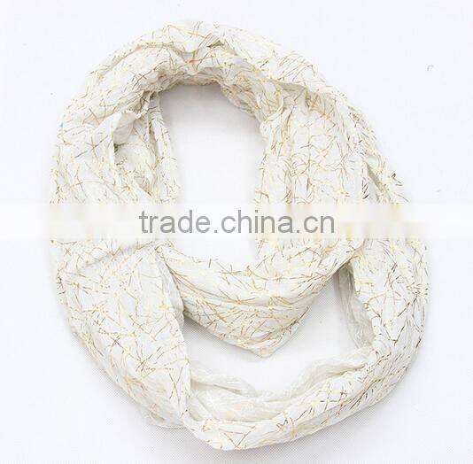 Natural solid color voile gold stamp wrinkle Infinity scarf