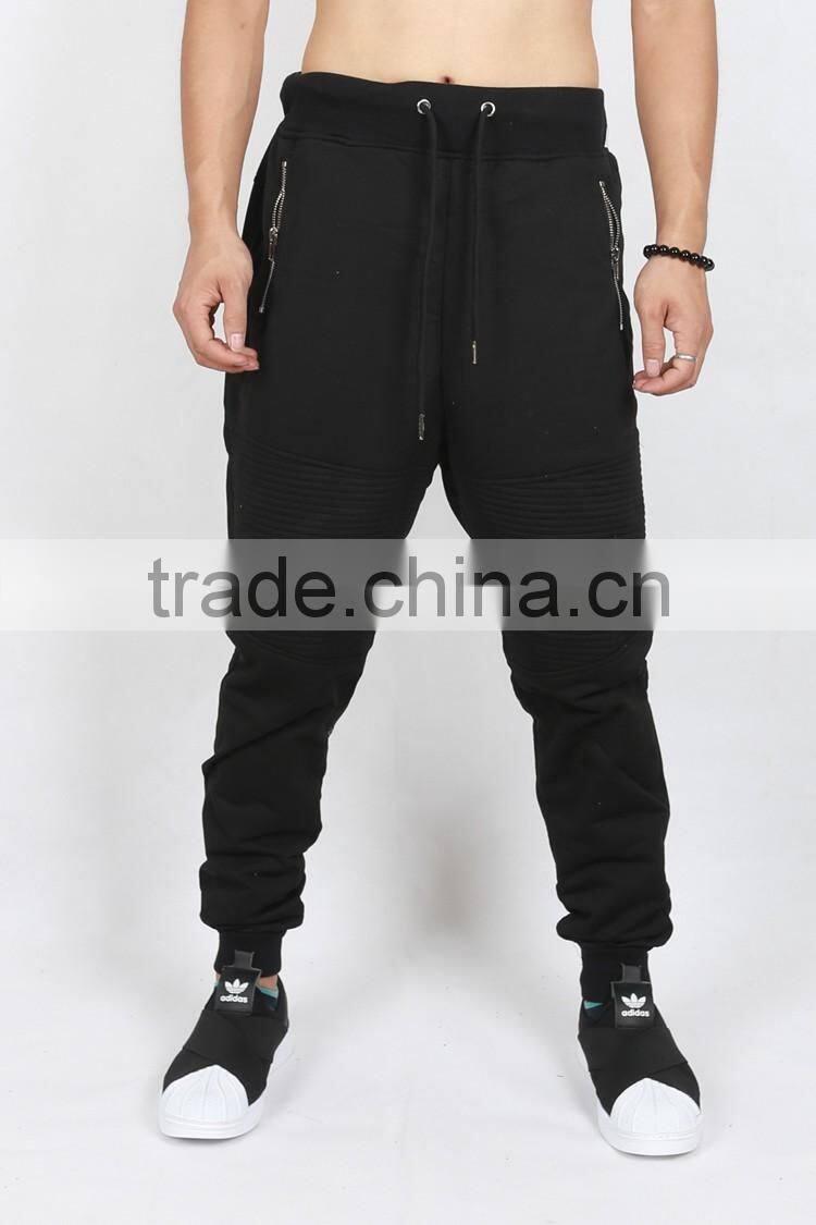 mens oem service streetwear wrinkled drop crotch joggers/pants clothing men