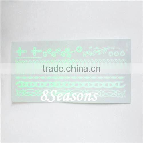 Top Quality Mixed Pattern Metallic Glow In The Dark Waterproof Temporary Tattoo Sticker