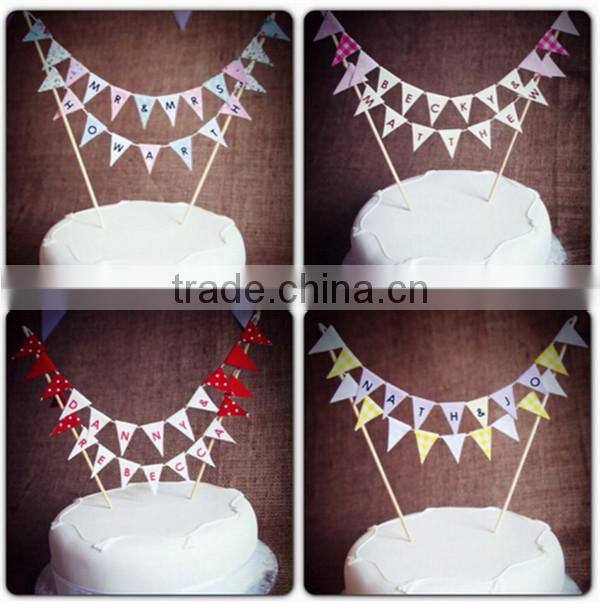 Shabby Chic Fabric Cake Bunting Cake Topper for Birthday/wedding/christening