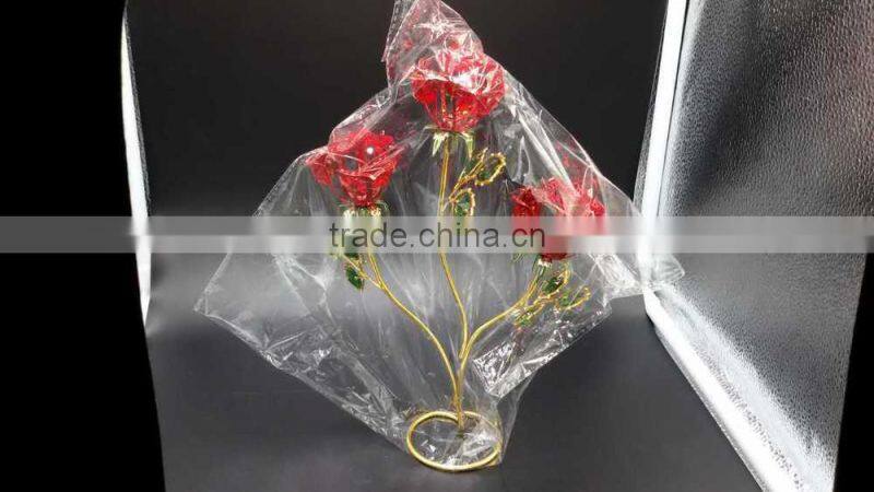 Artificial Golden Rose Crystal Flower for valentine's day