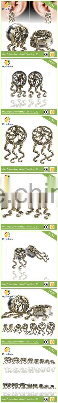 Fashion Stainless steel octopus pendant ear plug