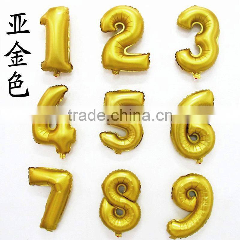 16 inch gold silver blue pink color foil number balloons for party decoration
