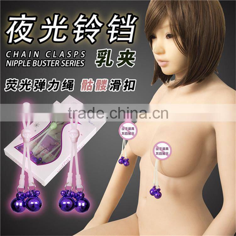 Fluorescence Sexy Skull Girls Nipple Cover Pasties Chain Clasps Clamps
