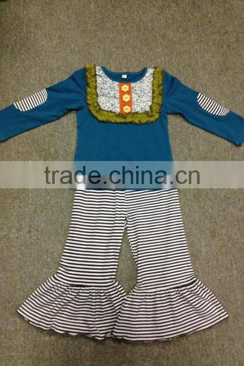 Fashion kids adorable christmas cotton 2pcs winter tops and pants clothing set children costumes