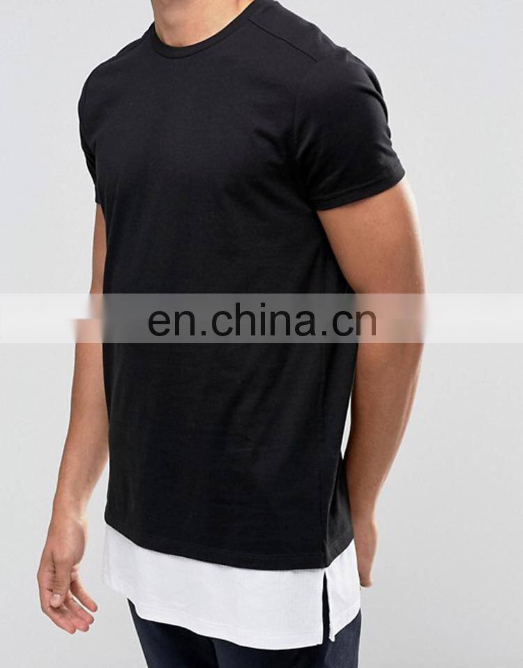 Longline Combed Cotton T Shirt Black Color