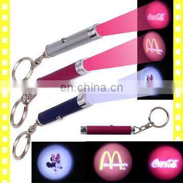mini led flashing Torch, logo keychain ,projection torch keychain
