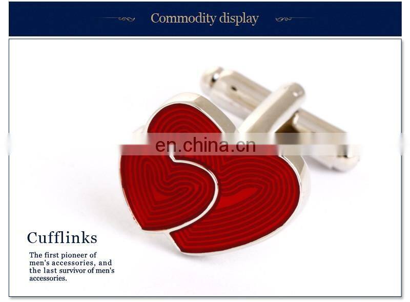 Double Red Heart Fingerprint Men Shirt Wedding Cufflinks