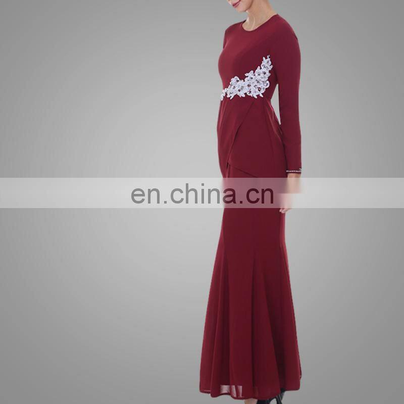 Malaysia Beautiful Traditional Dress Embroidered Design With High Quality Baju Kurung For Women Muslim Long Dress