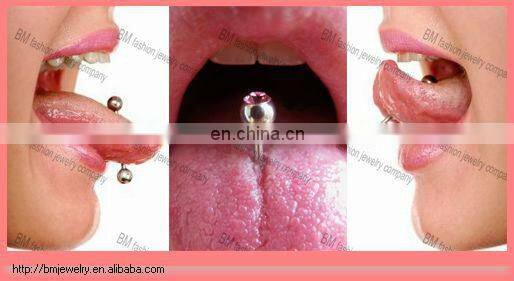 Gold titanium plated flower shaped tongue ring barbell body jewelry