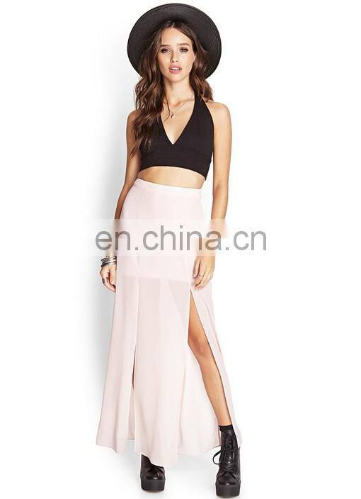 wholesale pictures of long skirt latest design lady skirt split sheer chiffon maxi skirt