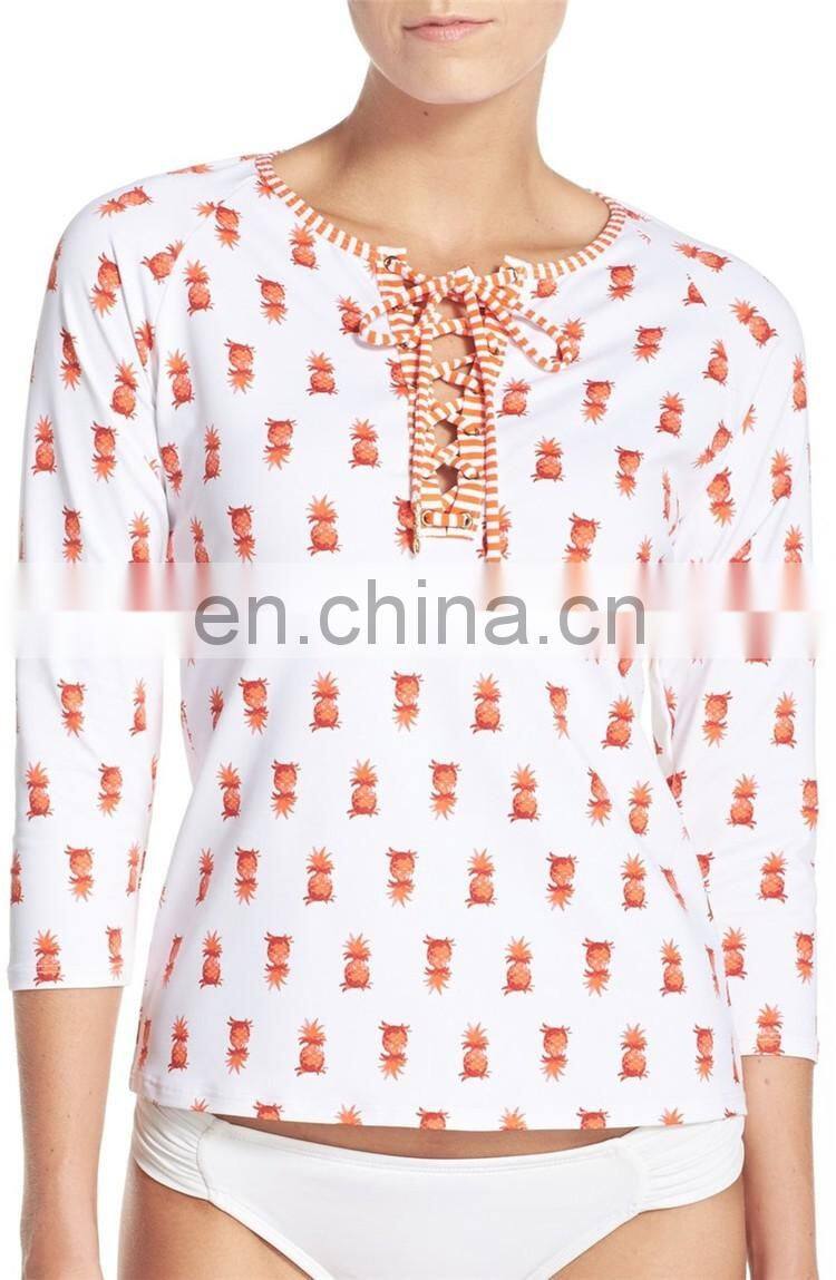 custom made sublimated long sleeve upf 50 women spandex lycra rash guard