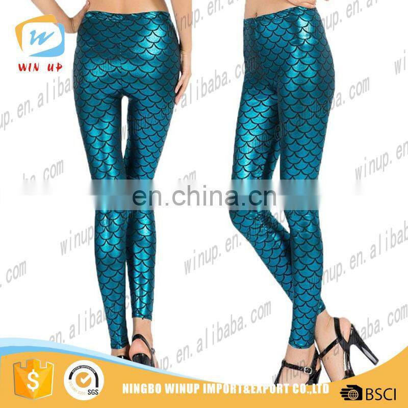 Women Stretchy snakeskin Fish scale mermaid Printing Jeggings seamless Leggings