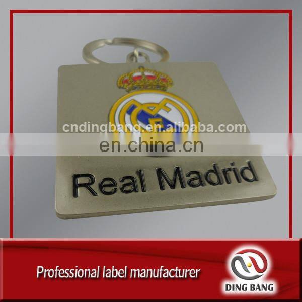 Popular OEM Promotion Souvenir Metal Plate Type And Color Filled Feature Square Shape Cheap Metal Custom Logo Keychain