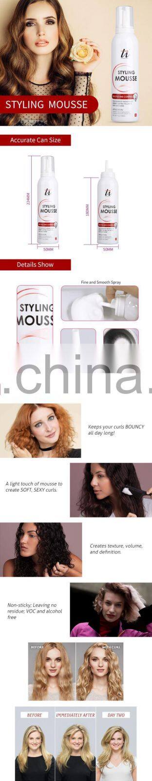 Hot-Selling Aerosol Styling Spray Mousse, "Ti" Professional Hair Curl Mousse for Home, Salon Nutritive Hair Styling Mousse