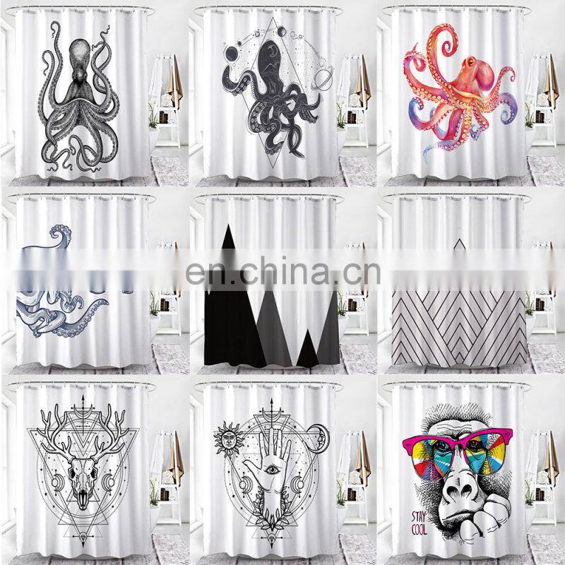 Waterproof Polyester Fabric Bathroom Animal Printed Shower Curtain