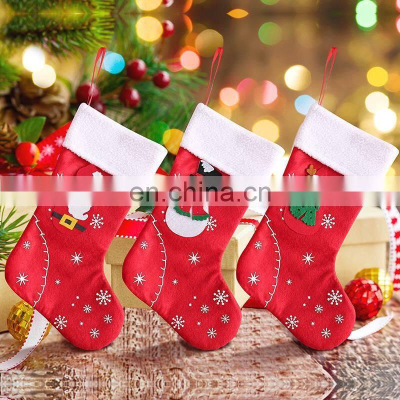 2019 Christmas Stocking Santa Claus Sock Gift Candy Bag Xmas Noel Decoration Gift for Kids Christmas Tree Ornaments Supplies
