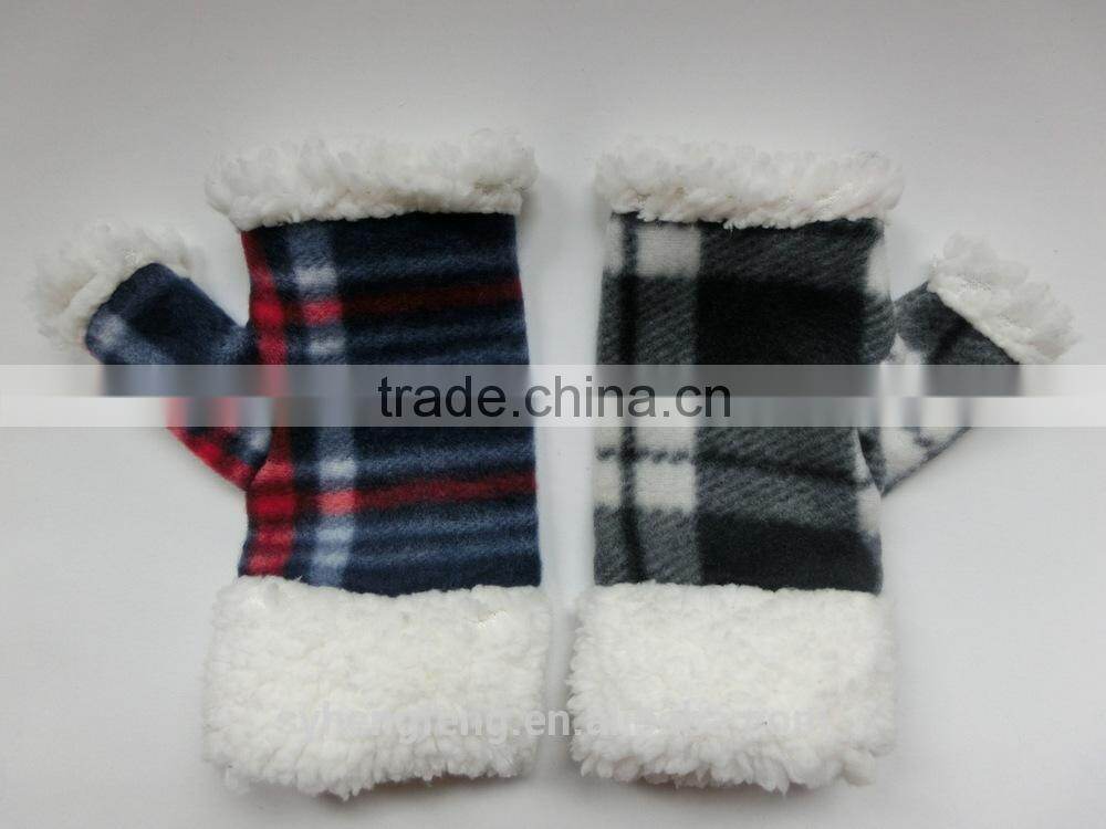 2016 fingerless warm women gloves with fur