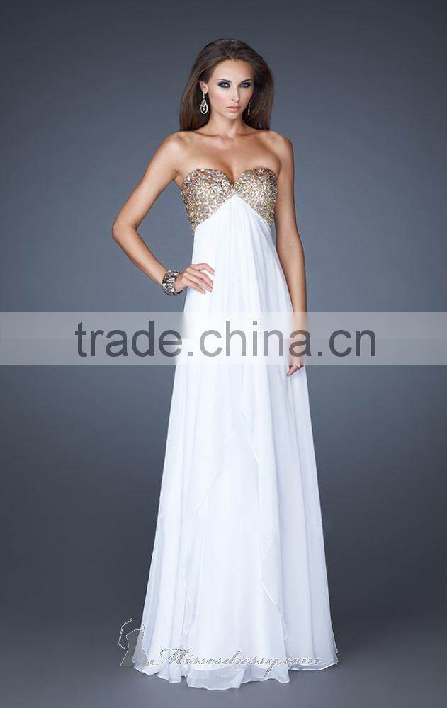 Elegant Sweetheart Neckline Full Length Evening Sequins Beaded Dresses