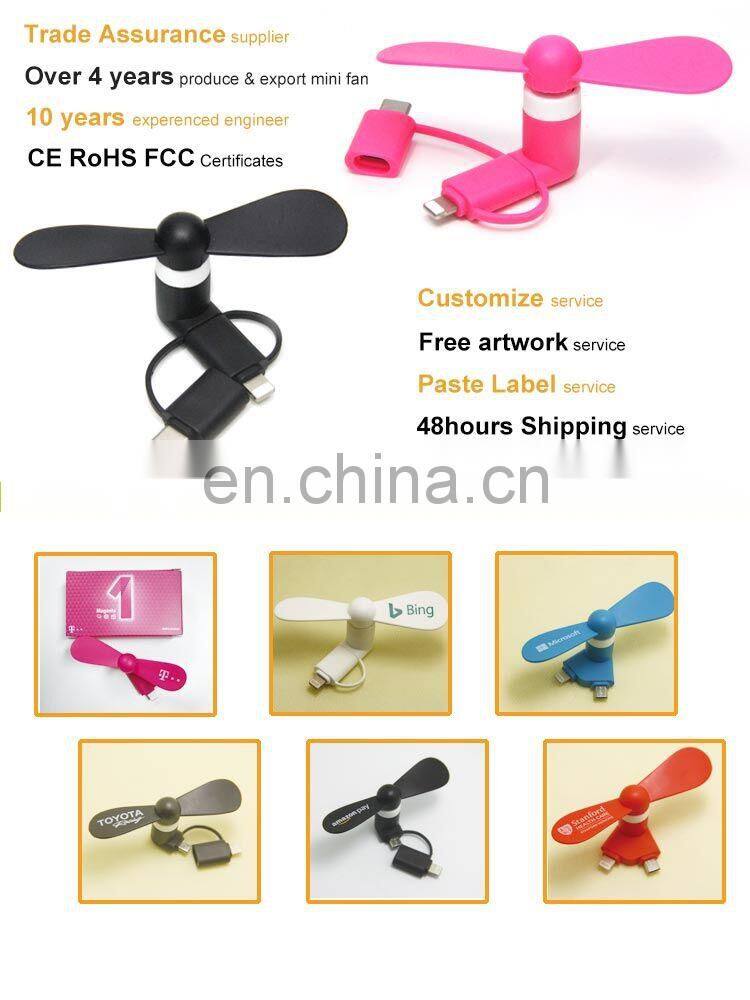 Hotsale 3 in 1 Custom Logo Portable Mini USB Fan