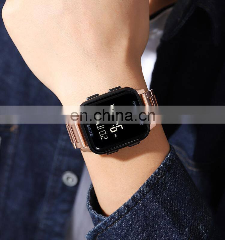 SKMEI 1589 High Quality Men Watch Fashion Luxury Style Stainless Steel Square Mens Digital Watches