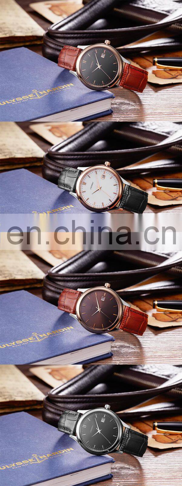 SINOBI Men Quartz Watches China Brand Luxury Leather Strap Male Men's Watch Business Watches Stainless Steel 1231G