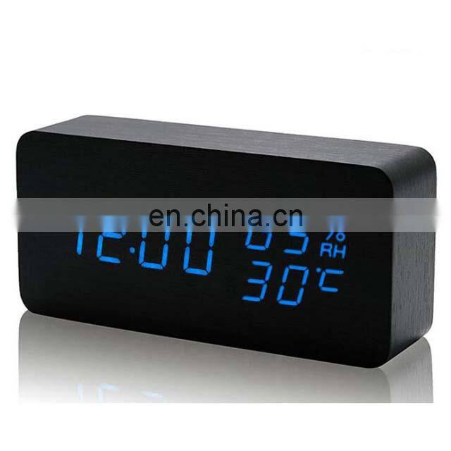 Rectangle Wood Wooden Led Desk Clock