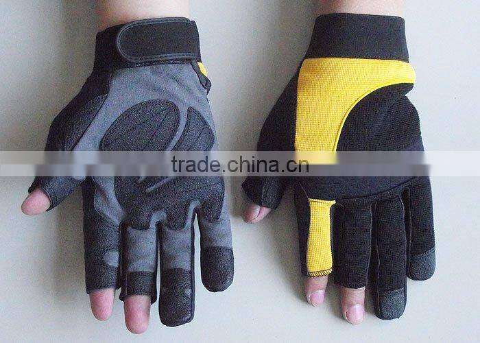 Spandex Back Synthetic Leather Palm safety Protective Mechanic Work Gloves