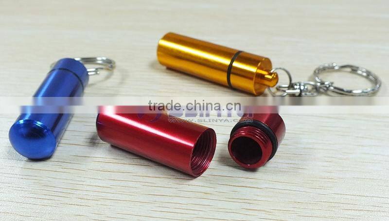 52mm Long 14mm Wide Golden/green/silver Mini Waterproof Portable Pill Bottle