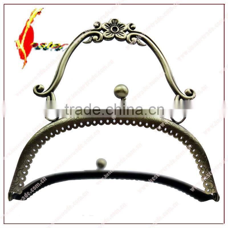 fashion 19cm kiss lock sewing metal purse frame with handle