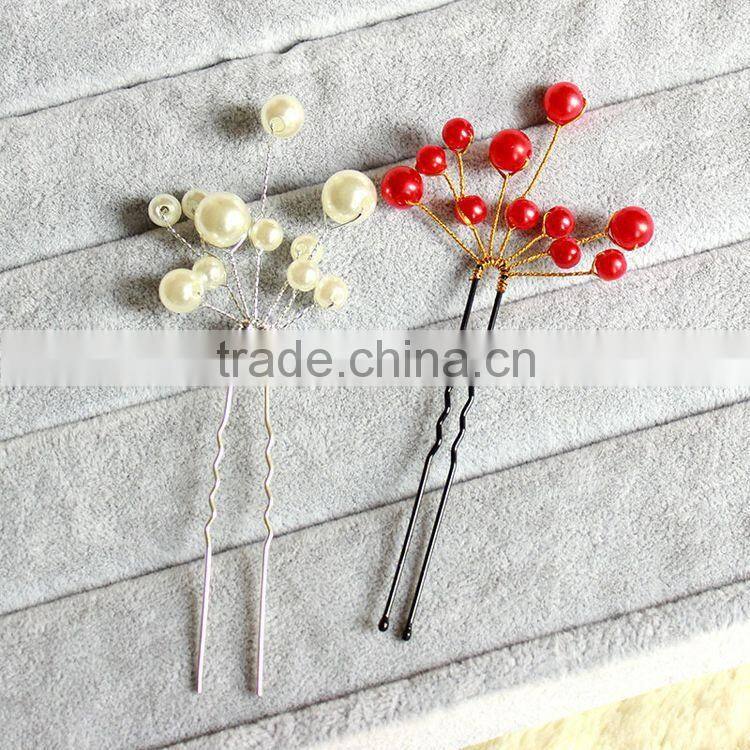 Delicate Latest Lady Wedding Flower Pearls Hairpins White Bridal Fashion Hair Jewelry Accessories