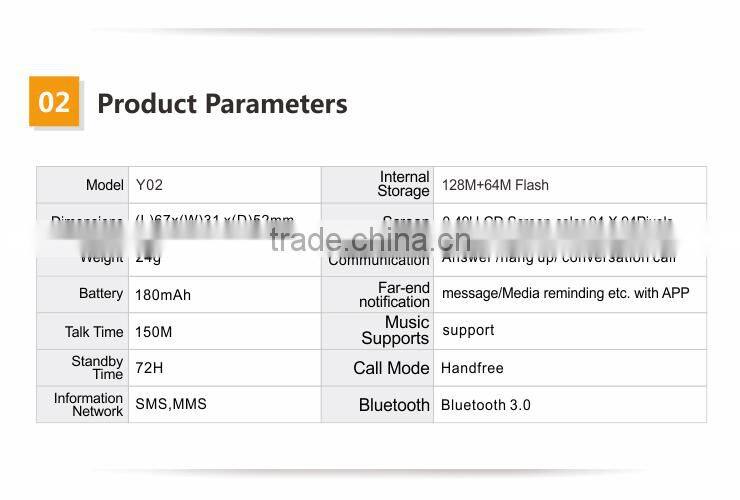 New Hot bluetooth bracelet 2015 smart watch Y02 With Factory Price