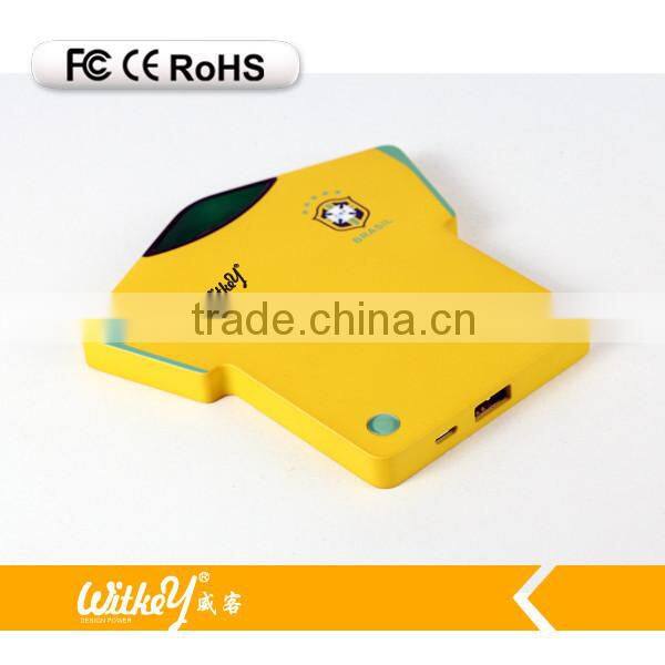 2016 new products football Tshirt shape power bank