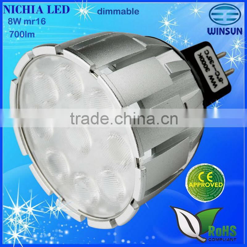 High quality 8W mr16 led lamp 12VDC/AC dimmable