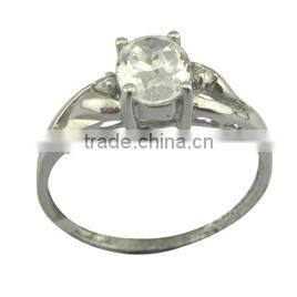 Guangzhou Panyu green zircon ring 925 sterling silver platinum plated jewelry