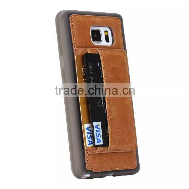 Top quality Genuine Leather Stand case For Samsung Galaxy Note 5 , For Galaxy Note 5 Edge Case with card holder