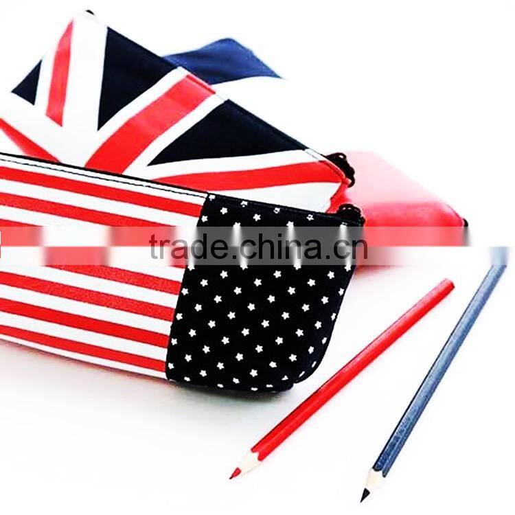 USA flag printing cool canvas pencil cases for teenagers