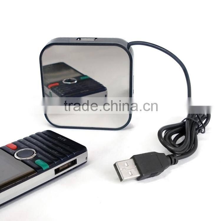 Computer mirror usb 2.0 hub 4 port with light-up logo
