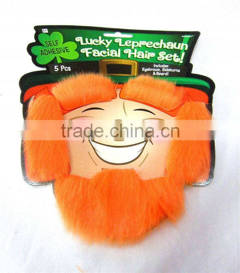 Orange St. Patrick's Day beard+eyebrow+Side burns