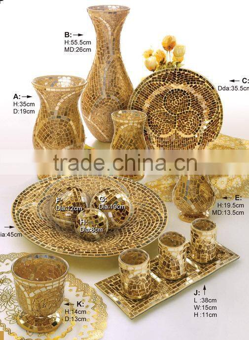 2015 Newest Multicolor outdoor solar led light 10" mosaic glass ball za